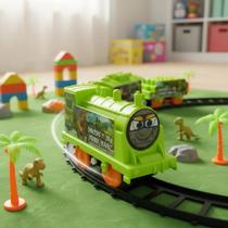 Trenzinho Locomotiva Trem Pilha Anda Nos Trilhos 09 Peças Dinossaur Train Man Trenzinho Locomotiva Trem Pilha Anda Nos Trilhos 09 Peças Dinossaur Train Man