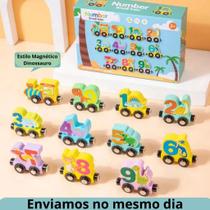 Trenzinho Magnético Infantil Com Números de Animais e Frutas em Madeira