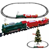 Trenzinho Natal Eletrico Solta Fumaça Som Led Trem Decoraçao Natalino Loja Cenario Vila Casa Shopping Vitrine