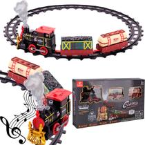 Trenzinho Trem Locomotiva com Pista Luz Som e Fumaça - Castela