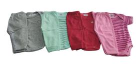 Três Conj. Calça Com Body Manga Curta Masc/fem Est Variadas