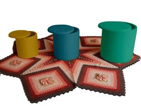 Três Puf Baú Modelo PB_MA03 que se transforma em um Puf muito Resistente em Sarja