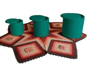 Três Puf Baú Modelo PB_MA05 que se transforma em um Puf muito Resistente em Sarja