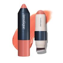 trestiQue Blush Stick, Blush Stick vegano com pincel blush embutido, maquiagem blush rosa para mulheres, maquiagem blush rosa, maquiagem blush 2-em-1 cremoso