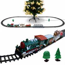 Trezinho Giratorio Arvore Natal Eletrico Natalino Led Som Vila Cenario Decoraçao Loja Shopping Vitrine Casa