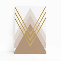 Triângulo Dourado Geométrico Arte Quadro Canvas 60x40cm