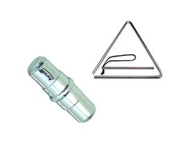Triangulo musical aço cromado 25cm x 10mm com batedor + ganza aluminio polido chocalho kit profissional Triangulo musical aço cromado 25cm x 10mm com batedor + ganza aluminio polido chocalho kit profissional
