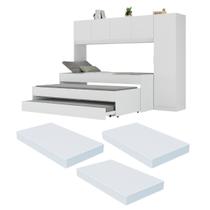 Tricama de Solteiro com Colchão e Guarda Roupa Dublin Multimóveis MP4034 Branca