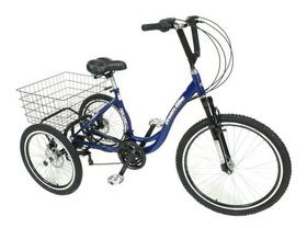 Triciclo Alumínio Deluxe Adulto C/ Marchas Freio Disco Azul - Dream Bike