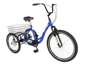 Triciclo Bicicleta 3 Rodas Deluxe Alumínio Aro 26 Azul