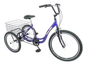 Triciclo Bicicleta 3 Rodas Deluxe Alumínio Aro 26 Azul