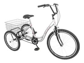 Triciclo Bicicleta 3 Rodas Deluxe Alumínio Aro 26 Prata - Dream Bike