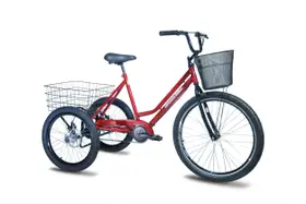 Triciclo Bicicleta 3 Rodas Pedal Twice Aro 26 Vermelho- Freio a disco
