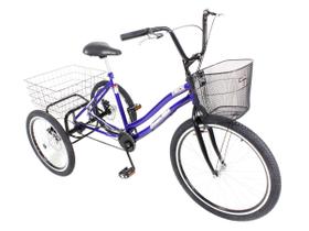 Triciclo bicicleta 3 rodas twice azul completo - freio a disco