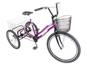 Triciclo bicicleta 3 rodas twice roxo completo - freio a disco