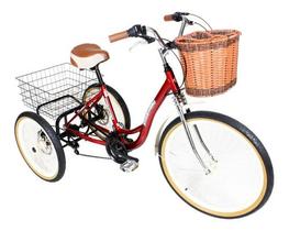 Triciclo Bicicleta Alumínio Retro Vermelho Retro Vintage