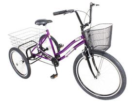 Triciclo bicicleta lazer aro 26 roxo v- brake - Dream Bike