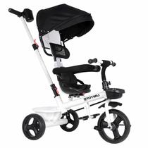 Triciclo Branco Luxo 3 Rodas Infantil Branco Com Capota Apoio Para Os Pés E Cesto Traseiro Triciclo Branco Luxo 3 Rodas Infantil Branco Com Capota Apoio Para Os Pés E Cesto Traseiro
