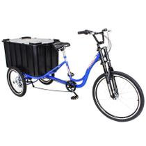 Triciclo Carga Multiuso 150kg Marchas Caixa Fechada Azul - Dream Bike