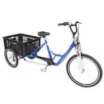 Triciclo Carga Multiuso 150kg Marchas Caixa Vazada Azul
