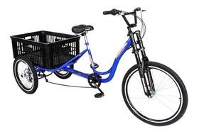 Triciclo Carga Multiuso 150kg Marchas Caixa Vazada Azul - Dream Bike