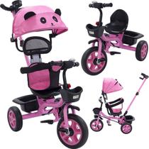 Triciclo com Empurrador Infantil Carrinho 2 em 1 Passeio com Capota Solar Removível Pedal Guia Triciclo com Empurrador Infantil Carrinho 2 em 1 Passeio com Capota Solar Removível Pedal Guia