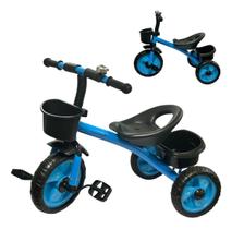 Triciclo Criança Infantil Com Cestinha Buzina E Rodas Em Eva Azul Triciclo Criança Infantil Com Cestinha Buzina E Rodas Em Eva Azul