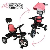 Triciclo de empurrar zupa happy 2 em 1 com capota rosa importway
