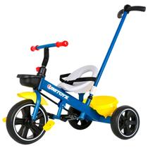 Triciclo De Passeio Azul Menino 3 Rodas Com Empurrador Cesto Dianteiro E Pedal Triciclo De Passeio Azul Menino 3 Rodas Com Empurrador Cesto Dianteiro E Pedal