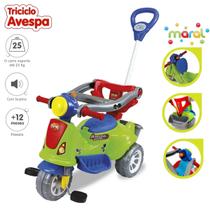 Triciclo De Pedal 2 Em 1 Motoca Infantil Avespa Verde Com Haste e Proteção Suporta 25kg Triciclo De Pedal 2 Em 1 Motoca Infantil Avespa Verde Com Haste e Proteção Suporta 25kg