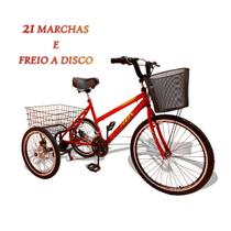 Triciclo deluxe wendy aro 26 completo 21 marchas vermelho