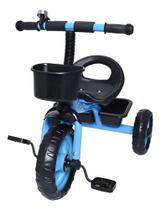 Triciclo Divertido Infantil Azul Com Cestinhas E Buzina