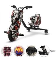 Triciclo Drift Elétrico Cor grafitado 350W com amortecedor Bluetooth e Kit Proteção modelo grande Triciclo Drift Elétrico Cor grafitado 350W com amortecedor Bluetooth e Kit Proteção modelo grande
