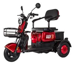 Triciclo Elétrico 3 Lugares 650w Bateria 60v Autonomia 50km - Vermelho