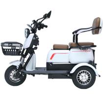Triciclo Elétrico 750W Dois Assentos Cadeiras Ré Alarme Bagageiro Fenix Branco