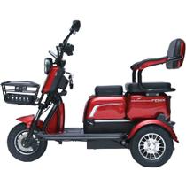 Triciclo Elétrico 750W Dois Assentos Cadeiras Ré Alarme Bagageiro Fenix Vermelho