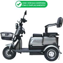 Triciclo Elétrico 750W Fenix Grafite Dois Assentos Tração Reduzida - Não Precisa de CNH