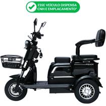 Triciclo Elétrico 750W Fenix Preto Tração Reduzida Freio no Pé - Não Precisa de CNH