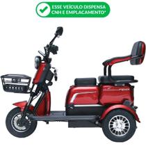 Triciclo Elétrico 750W Fenix Vermelho Dois Assentos Tração Reduzida - Não Precisa de CNH - Duos