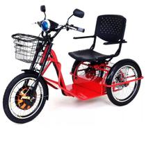 Triciclo Elétrico 800W Com Cadeira Giratória Alarme Farol Ré FIT Vermelho - Midori
