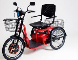 Triciclo Elétrico 800W Vermelho Com Cadeira Giratória e Suspensão Traseira