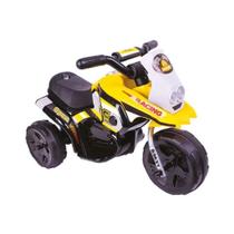 Triciclo eletrico amarelo 6v com luz som apoio para os pés