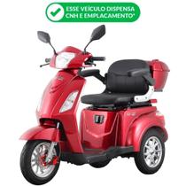 Triciclo Elétrico Autopropelido 1000W Lítio Ré Alarme Eko-10 Pró Vermelho