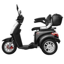 Triciclo Elétrico Autopropelido 1000W Ré Alarme Bagageiro Eko-10 Prata
