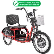 Triciclo Elétrico Kit 800W Ré Farol Retrovisor Alarme Fox Vermelho Não precisa de CNH