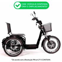 Triciclo Elétrico - Village PAM - Cesta - 800w Lithium - Preto - Plug and Move