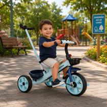 Triciclo Empurrador Infantil com Aste e Pedal- Azul Triciclo Empurrador Infantil com Aste e Pedal- Azul