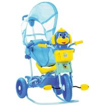 Triciclo Gangorra Infantil Cachorrinho com Capota 3x1 Azul