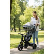 Triciclo Giratório 360º Infantil 2 em 1 Cinza