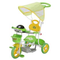 Triciclo Infantil 2 em 1 com Cobertura e Empurrador Direcional Verde - IMPORTWAY